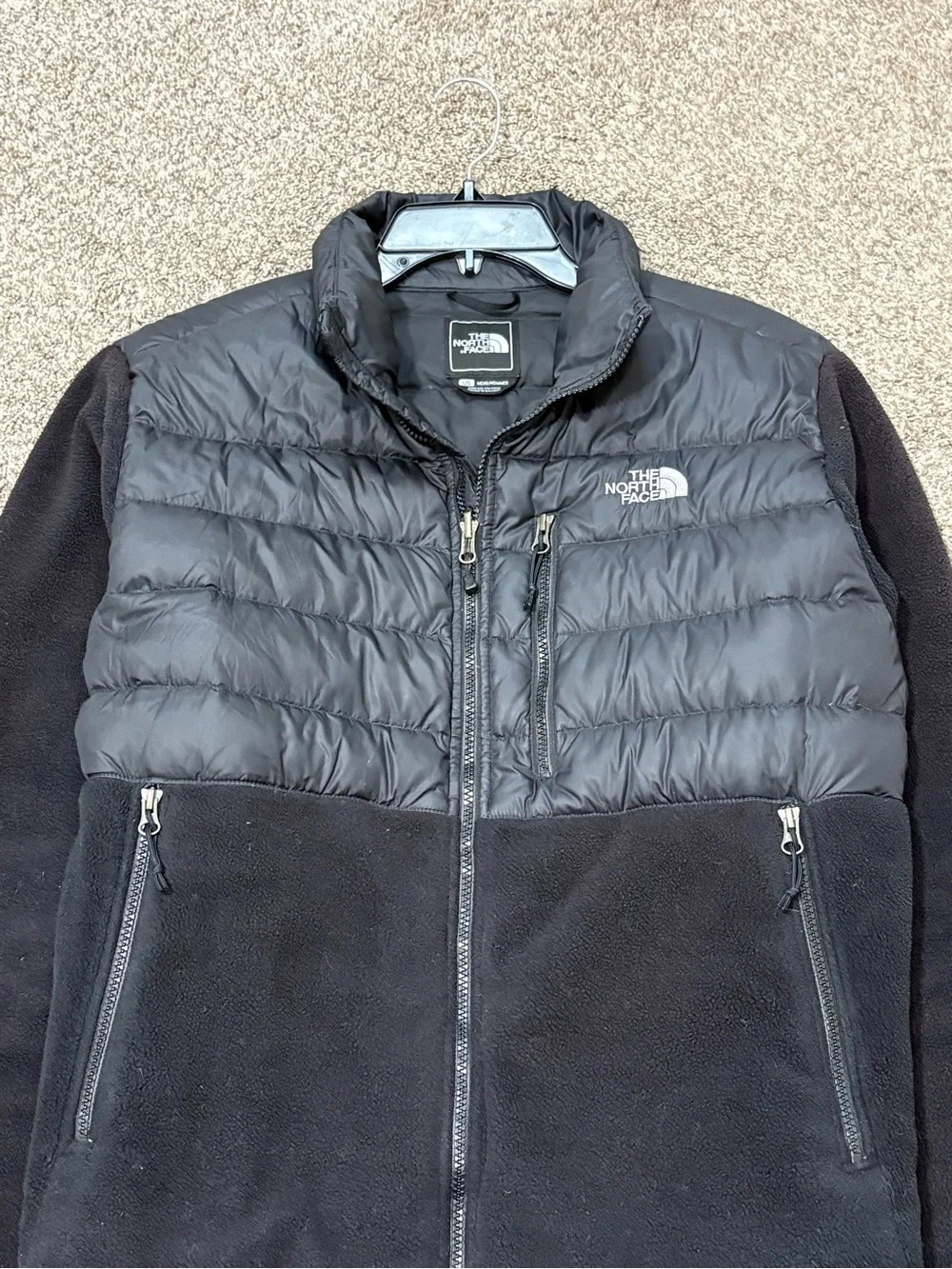 The North Face Denali 550 Down Hybrid Jacket Mens L Black Puffer Fleece Gorp